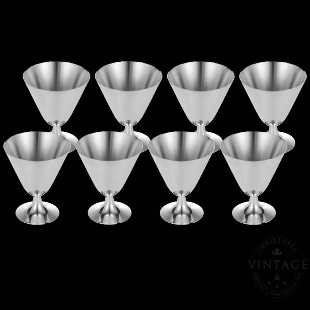 Cadeaux Cocktails Et Spiritueux*Christofle 8 Coupes à Cocktail argentées - Vintage