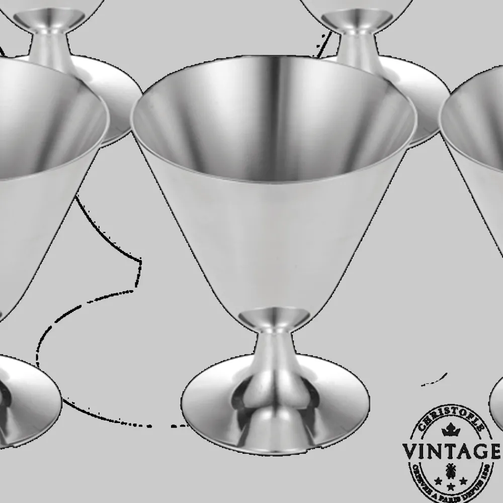 Cadeaux Cocktails Et Spiritueux*Christofle 8 Coupes à Cocktail argentées - Vintage