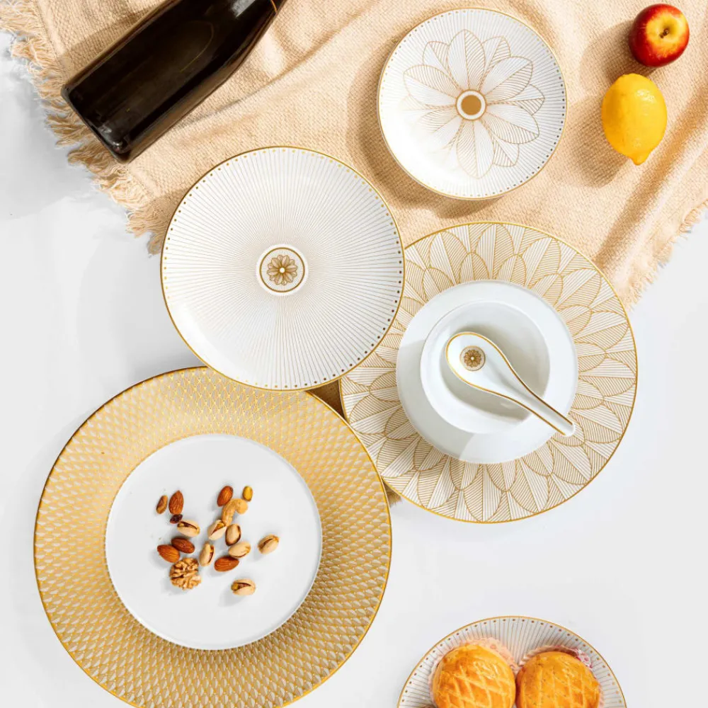 Assiettes*Christofle Assiette à pain en porcelaine finition Or
