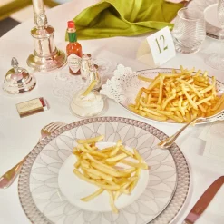 Assiettes*Christofle Assiette Américaine en porcelaine finition Platine