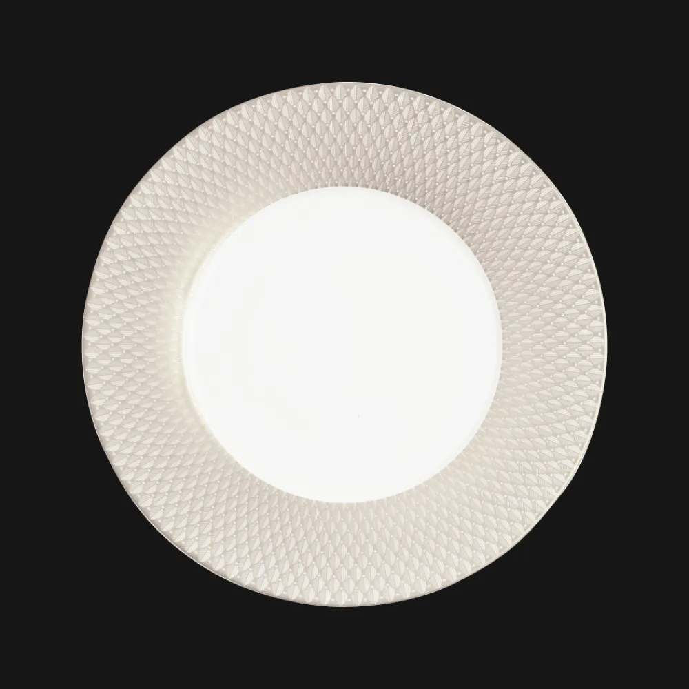 Assiettes*Christofle Assiette de présentation en porcelaine finition Platine