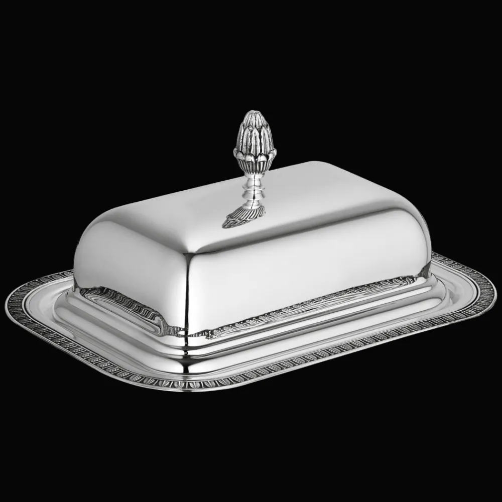 Accessoires Thé Et Café*Christofle Beurrier rectangulaire en métal argenté