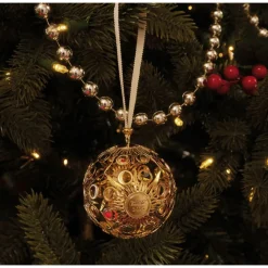 Décorations De Noël|Petite Décoration*Christofle Boule de Noël millésimée Dorée en métal argenté - Edition 2023