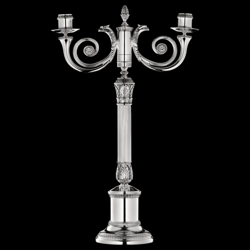 Bougeoirs Et Photophores*Christofle Candélabre 2 bougies en métal argenté