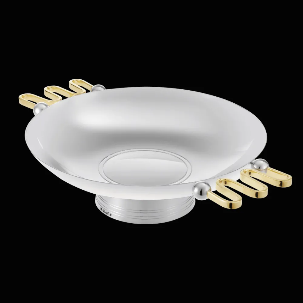 Plats*Christofle Coupe Ronde en métal argenté à Oreilles Dorées