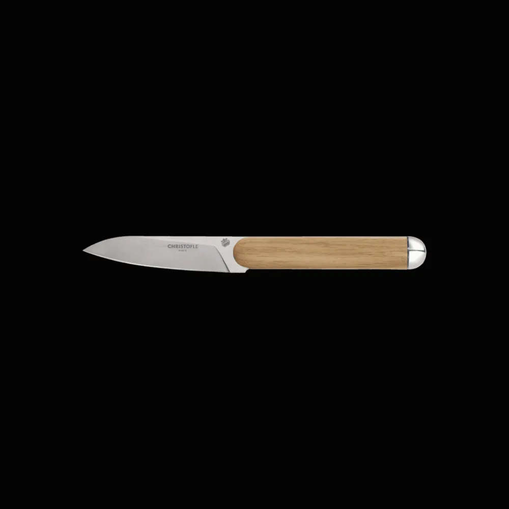 Couteaux De Cuisine*Christofle Couteau d'office en chêne, acier et métal argenté