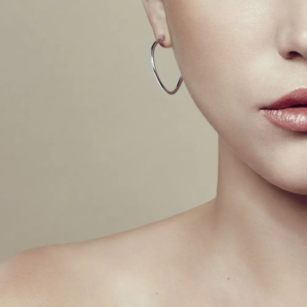 Boucles D’Oreilles Femme*Christofle Créoles grand modèle en argent massif