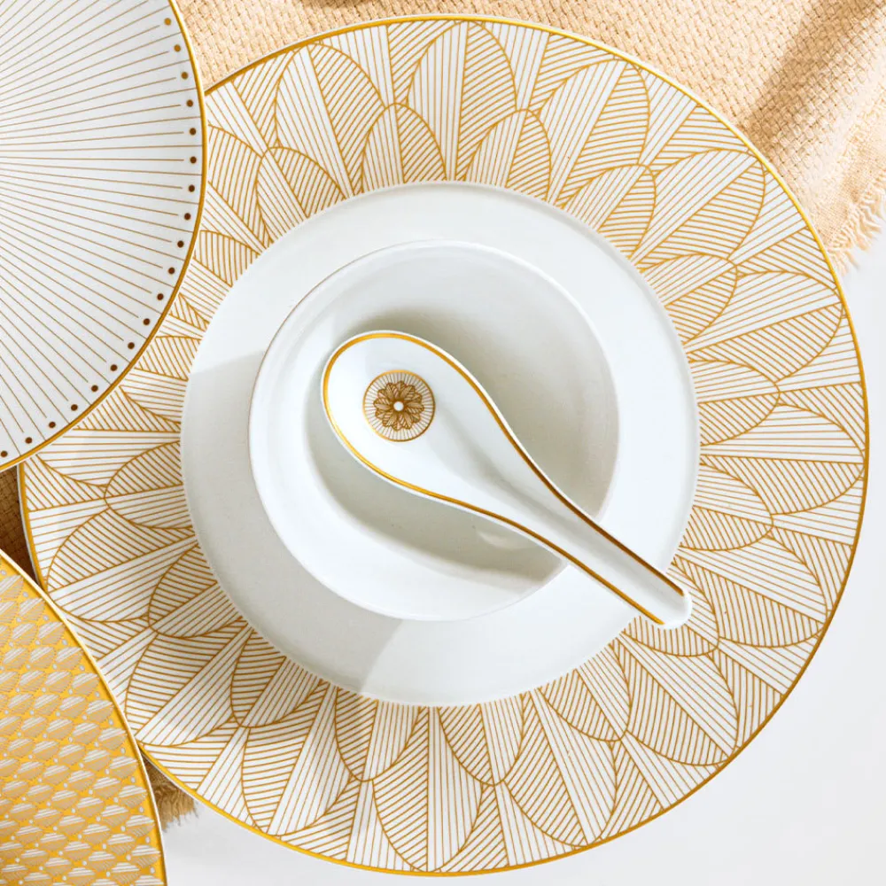 Services Asiatiques|Cuillères*Christofle Cuillère chinoise en porcelaine finition Or