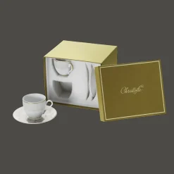 Cadeaux Thé Et Café|Accessoires Thé Et Café*Christofle Ensemble de 2 tasses à café et soucoupes en porcelaine finition Or