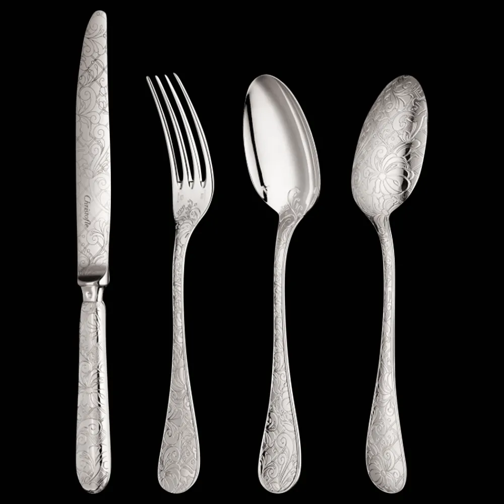 Services De Table Et Ménagères*Christofle Ensemble pour 6 personnes (24 pièces) en argent massif avec boîte de rangement