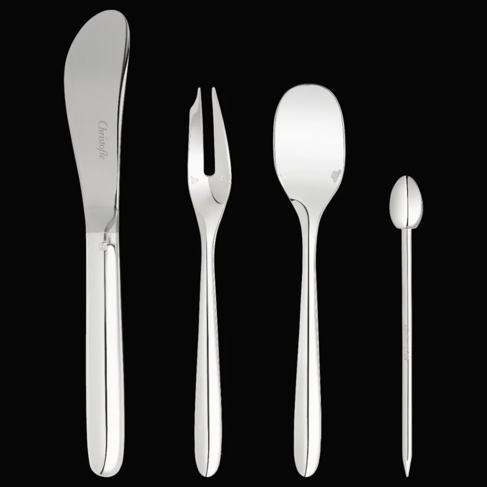 Cadeaux Oenologie|Cadeaux Cocktails Et Spiritueux*Christofle Ensemble pour 6 personnes (24 pièces) en métal argenté avec écrin