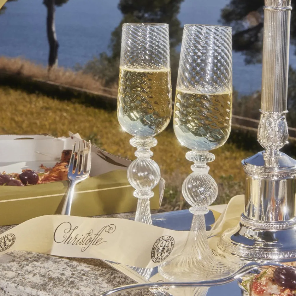Verres En Cristal*Christofle Lot de 2 flûtes à champagne