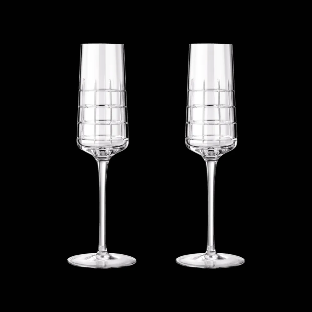 Verres En Cristal|Verres En Cristal*Christofle Lot de 2 flûtes à champagne en cristal