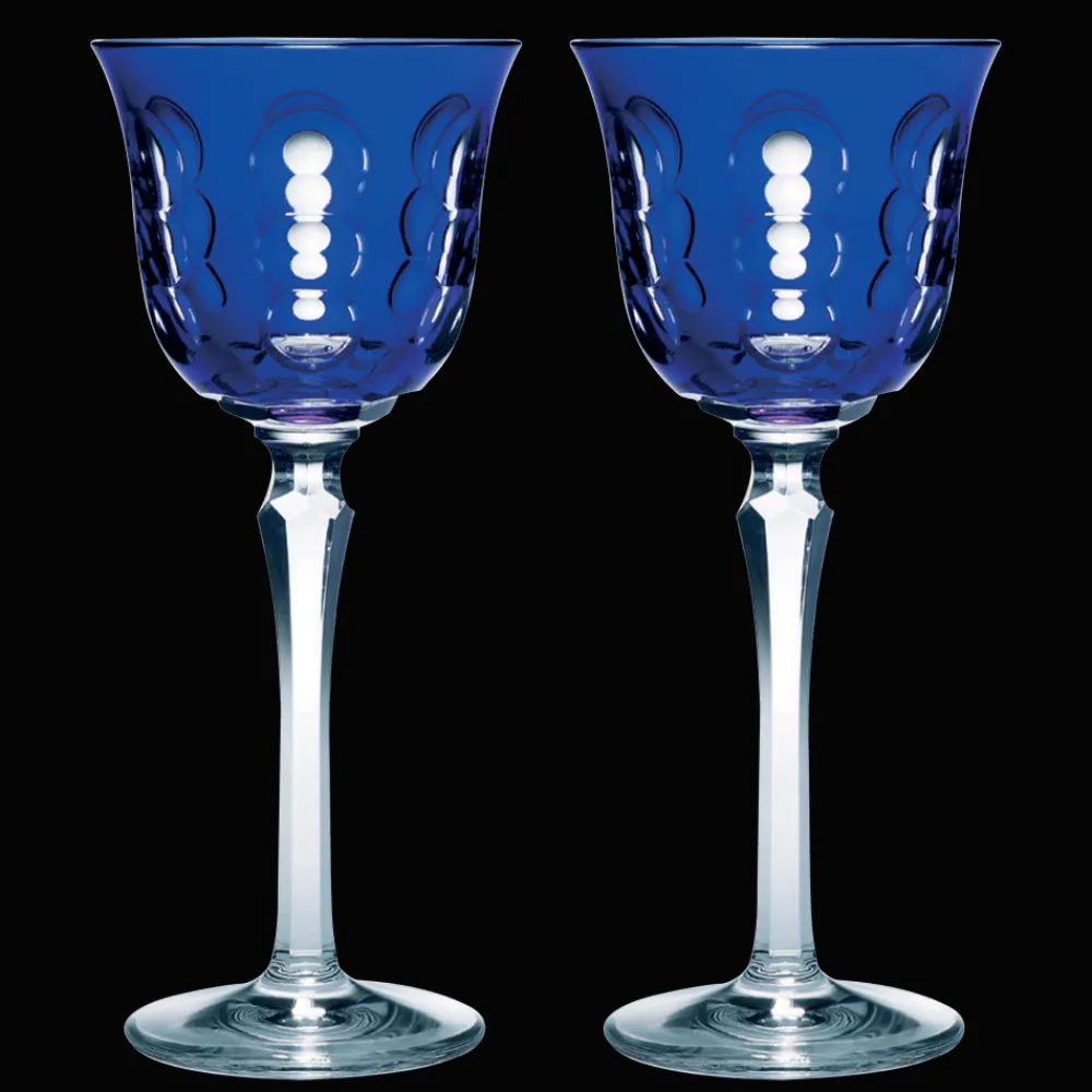 Verres En Cristal|Verres En Cristal*Christofle Lot de 2 verres à vin blanc en cristal - Bleu