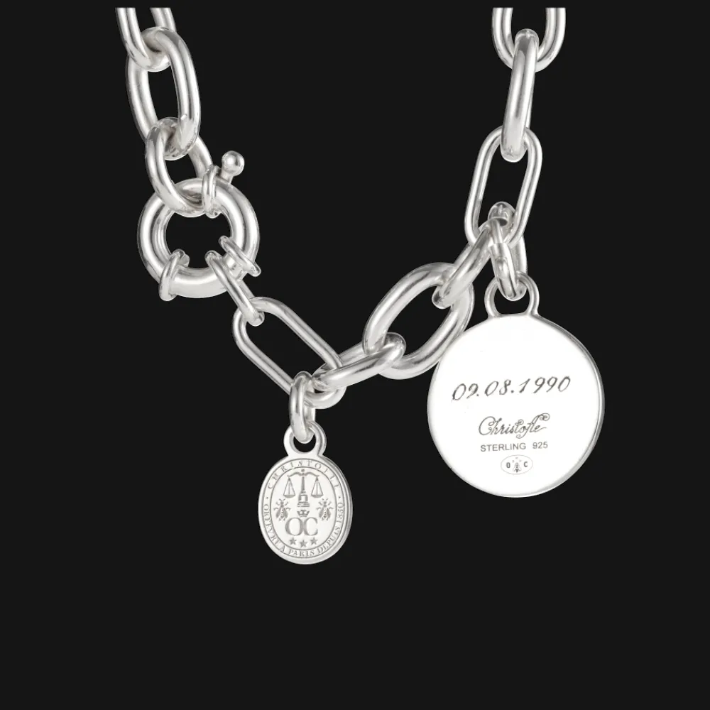 Cadeaux Personnalisables|Cadeaux Pour La Maman*Christofle Médaille en Argent Massif - Ondulations