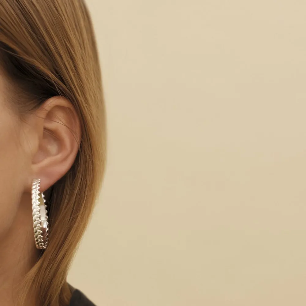 Boucles D’Oreilles Femme*Christofle Paire de Créoles en Argent Massif