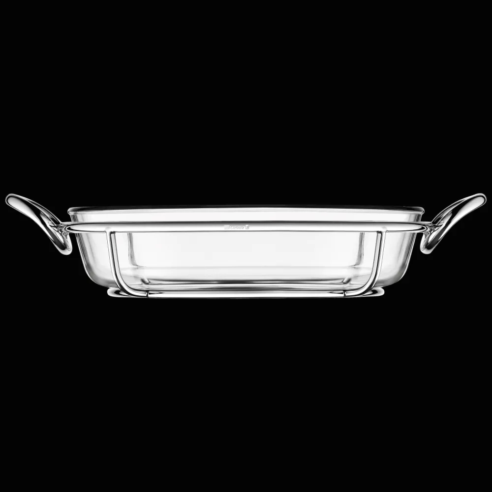 Plats*Christofle Plat à gratin rond en verre et métal argenté