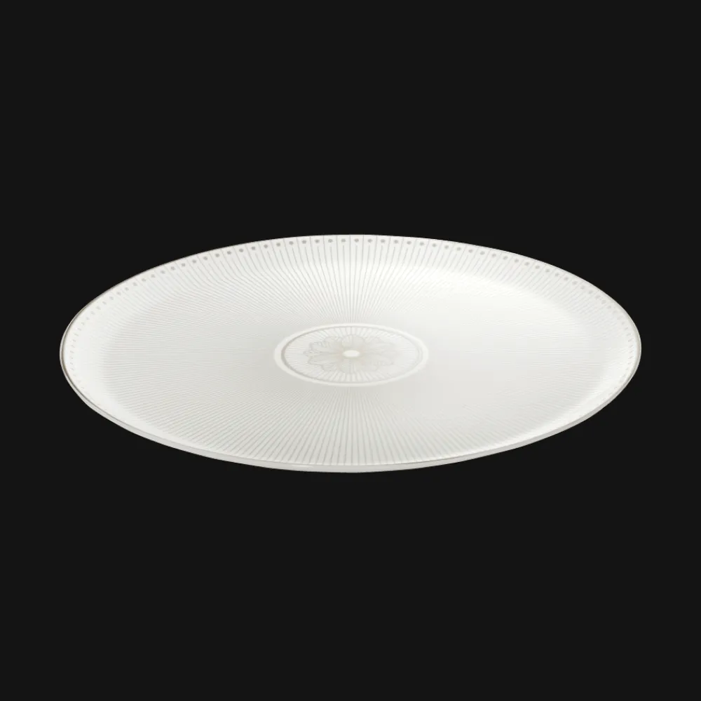 Plats|Assiettes*Christofle Plat à tarte en porcelaine finition Platine