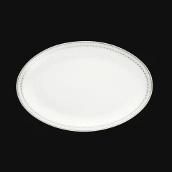 Plats|Assiettes*Christofle Plat ovale 28 cm en porcelaine finition Platine