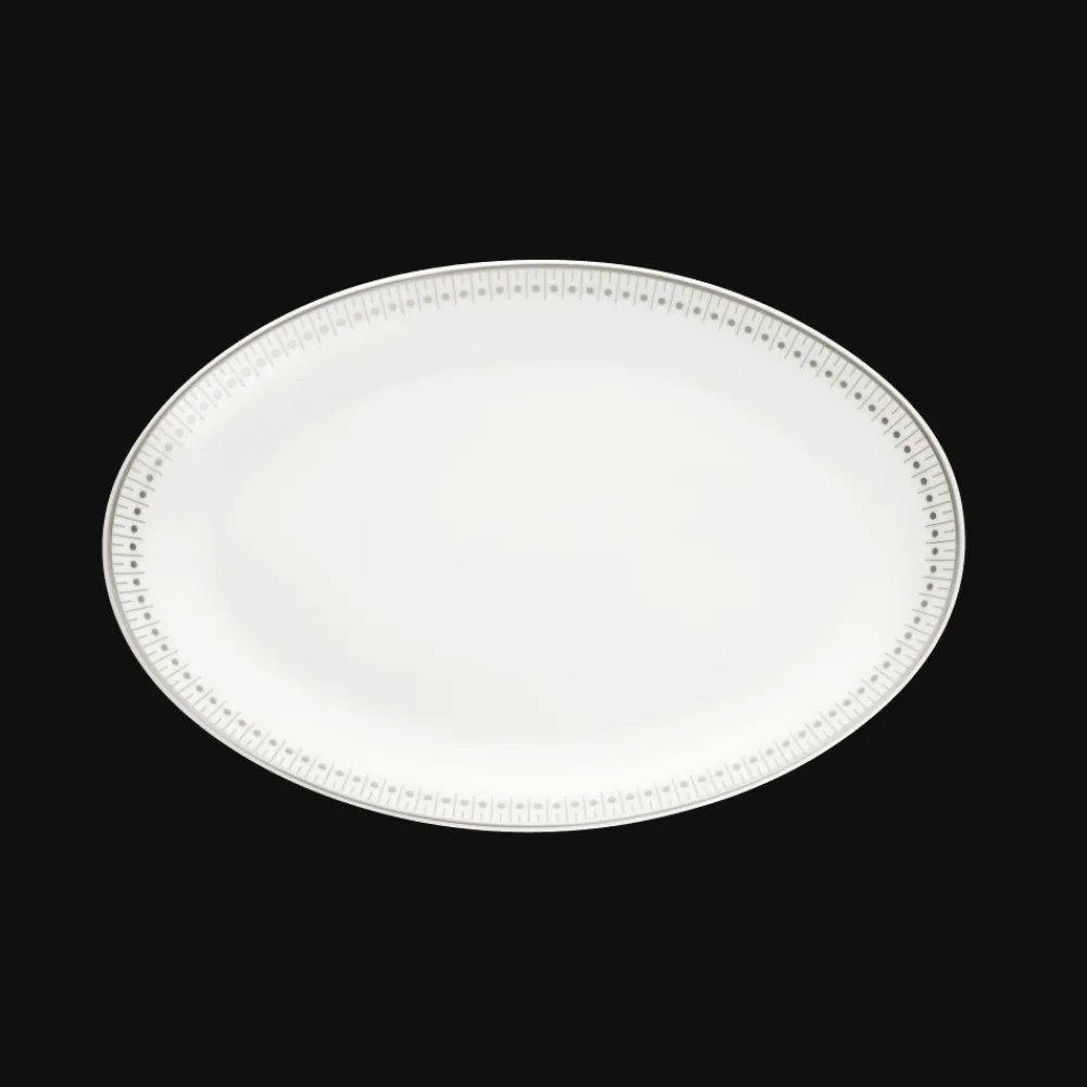 Plats|Assiettes*Christofle Plat ovale 28 cm en porcelaine finition Platine