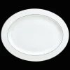 Plats*Christofle Plat ovale en porcelaine finition platine