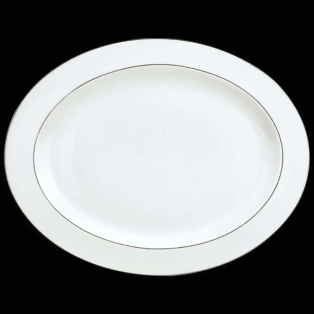Plats*Christofle Plat ovale en porcelaine finition platine