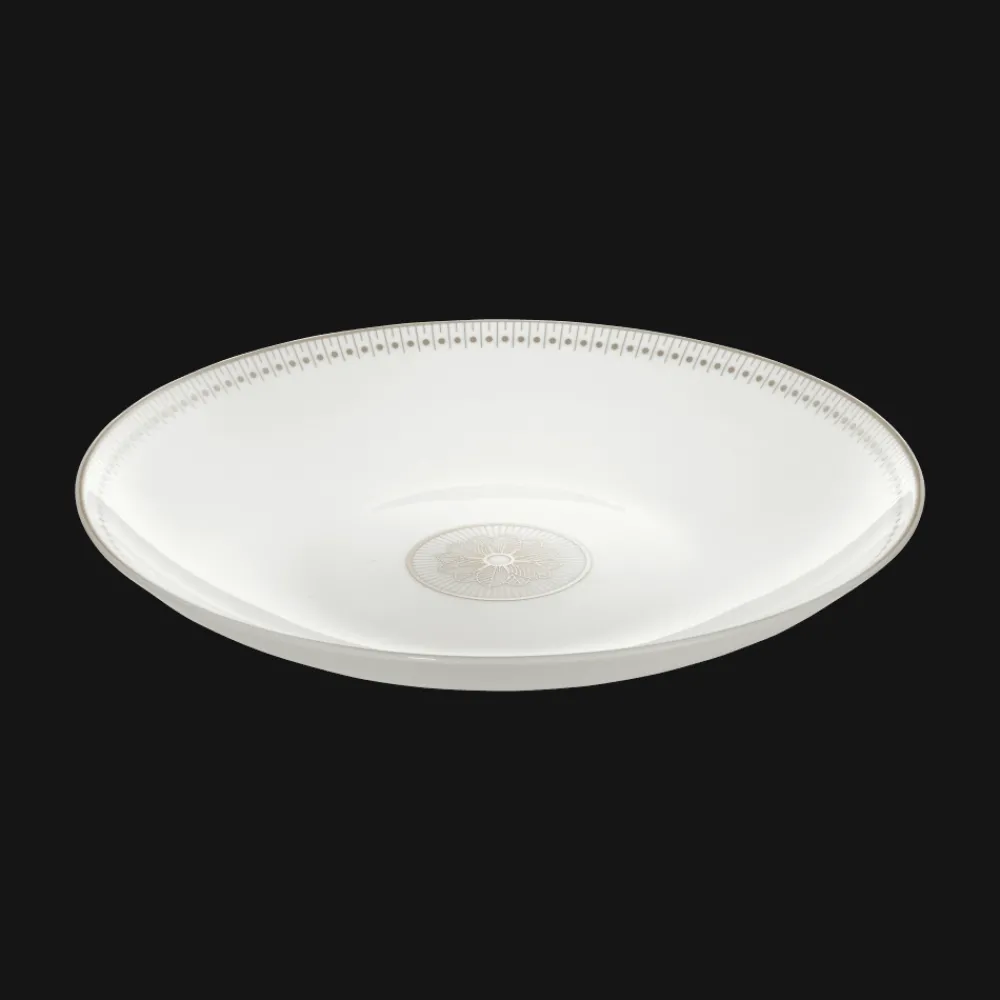 Plats*Christofle Plat rond creux en porcelaine finition Platine
