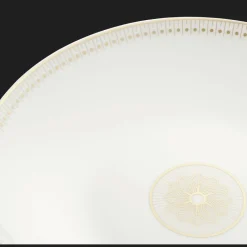 Plats*Christofle Plat rond creux en porcelaine finition Or