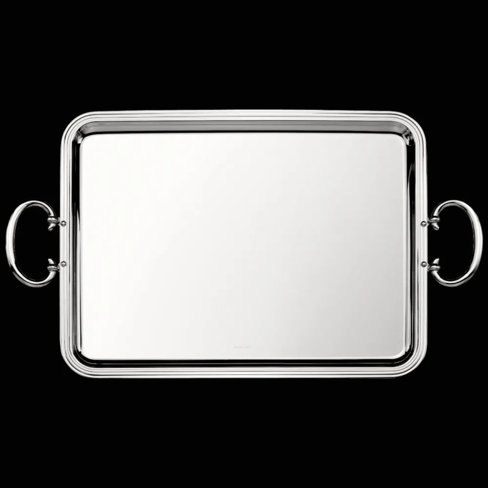 Cadeaux Personnalisables|Plateaux Et Vide-Poches*Christofle Plateau rectangulaire à anses en métal argenté - 43 x 31 cm