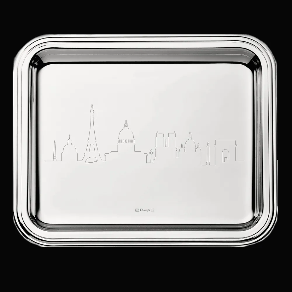 Plateaux De Service*Christofle Plateau rectangulaire en métal argenté PARIS - 20 x 16 cm