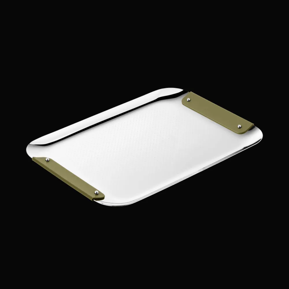 Plateaux Et Vide-Poches|Plateaux De Service*Christofle Plateau rectangulaire en acier vert impérial - 32x23cm