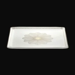 Plateaux De Service*Christofle Plateau rectangulaire 22x20 cm en porcelaine finition Platine
