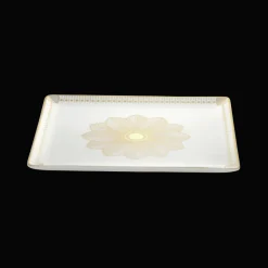 Plateaux De Service*Christofle Plateau rectangulaire 22x20 cm en porcelaine finition Or