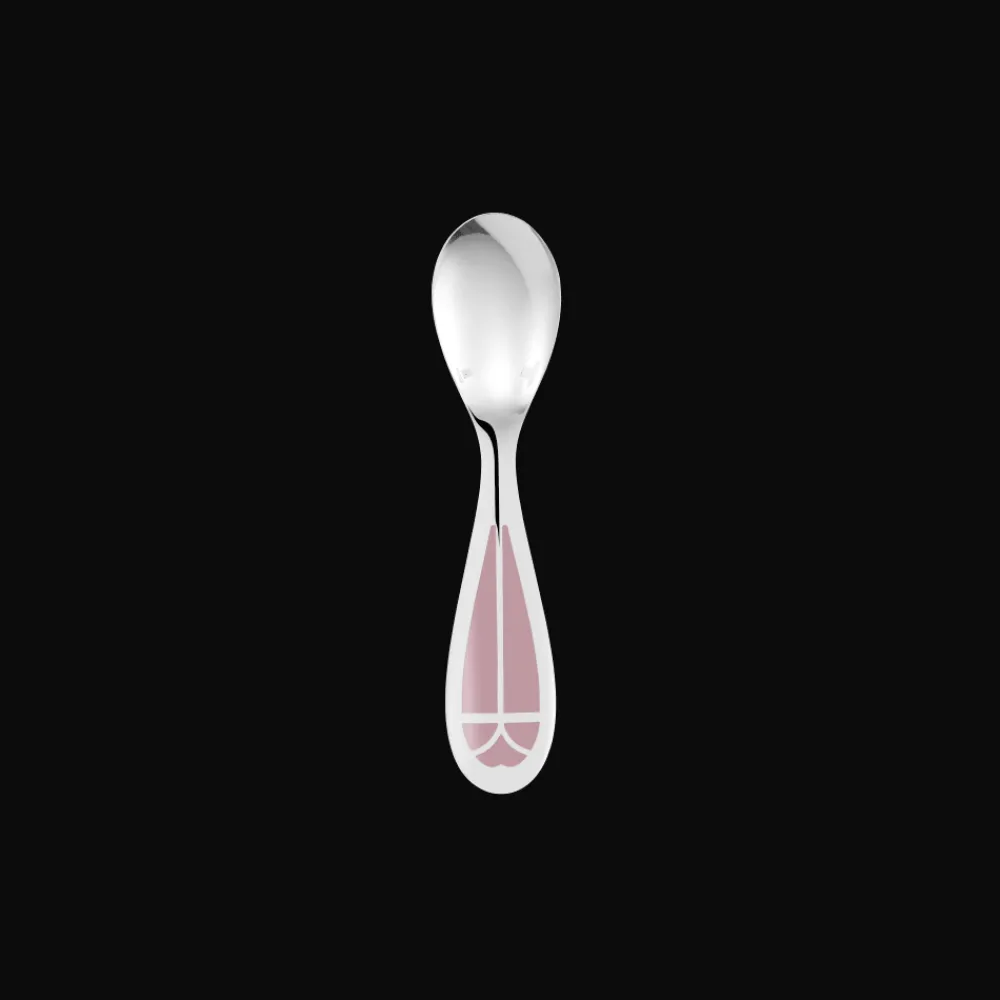 Cadeaux Personnalisables|Cadeaux Enfants*Christofle Set cuillère et fourchette naissance en métal argenté - Rose Quartz