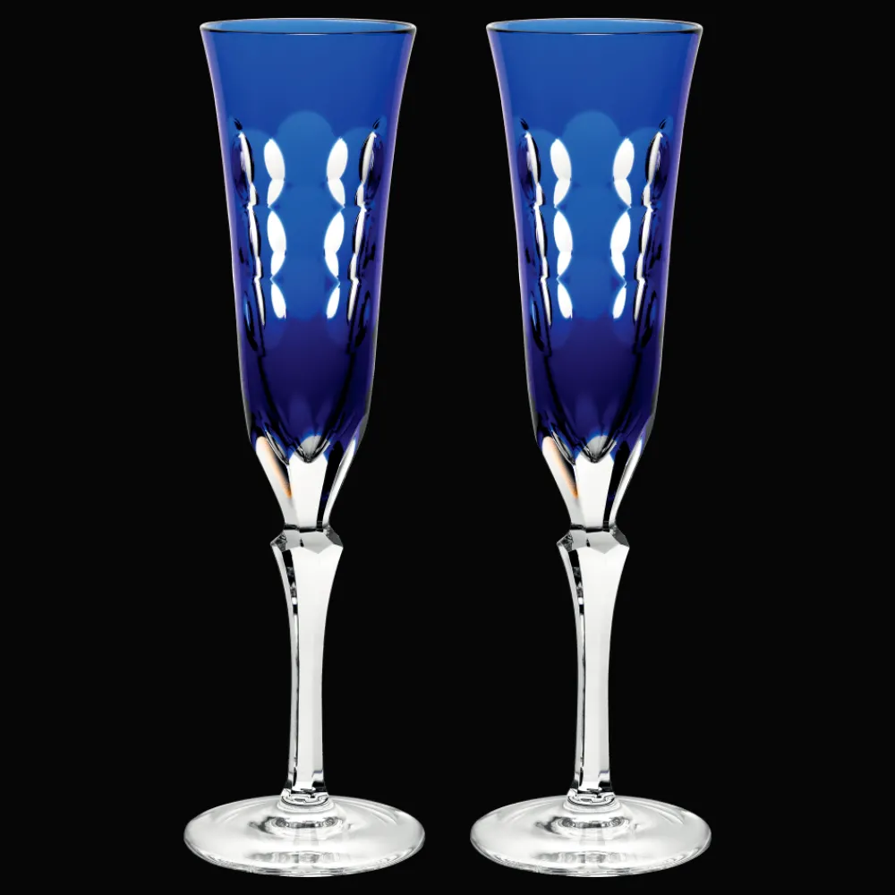 Verres En Cristal|Verres En Cristal*Christofle Set de 2 flutes à champagne en cristal bleu