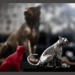 Haute Orfèvrerie*Christofle Tigre Assis petit modèle en Argent massif - Haute Orfèvrerie
