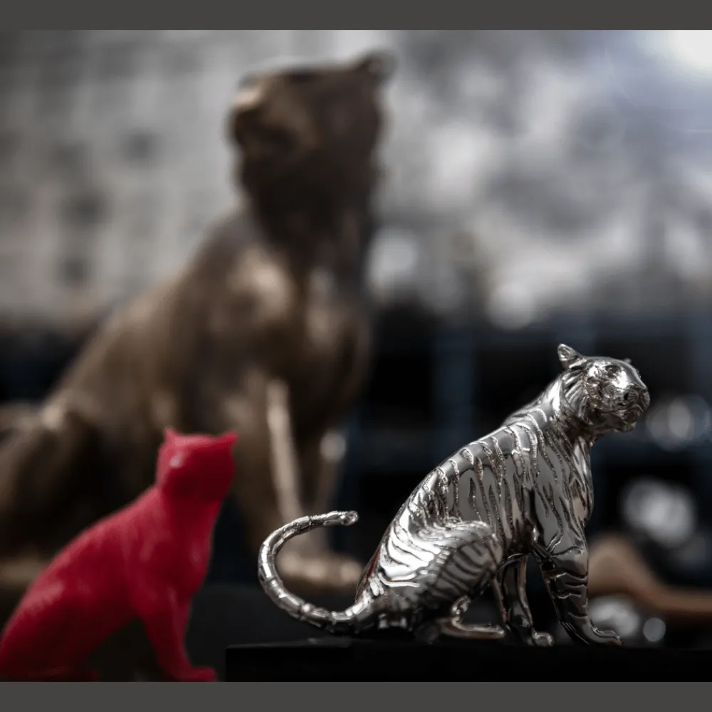 Haute Orfèvrerie*Christofle Tigre Assis petit modèle en Argent massif - Haute Orfèvrerie